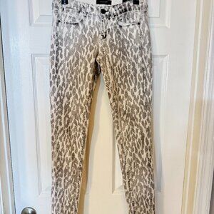 GUESS Women Black & White Animal Print Leopard Skinny Jeggings Jeans, Size 26